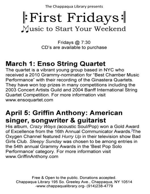 Microsoft Word - The Chappaqua Library presents First Fridays